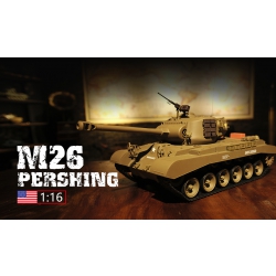 Czołg zdalnie sterowany ASG/IR/dźwięk/dym 1:16 U.S. Medium Tank M26 Pershing RTR 2.4Ghz - Heng Long 3838-1B